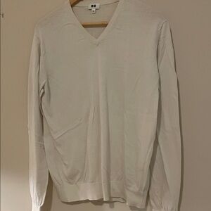 Uniqlo Soft Ivory V-Neck Sweater